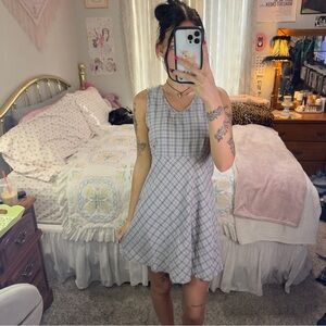 Y2K Blue Plaid Mini Dress